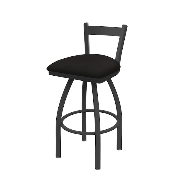 25" Low Back Swivel Counter Stool, Pewter Finish, Canter Espresso Seat